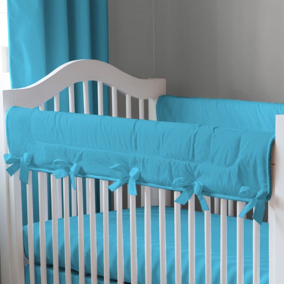 Items similar to Girl Baby Crib Bedding Solid Turquoise Crib Rail