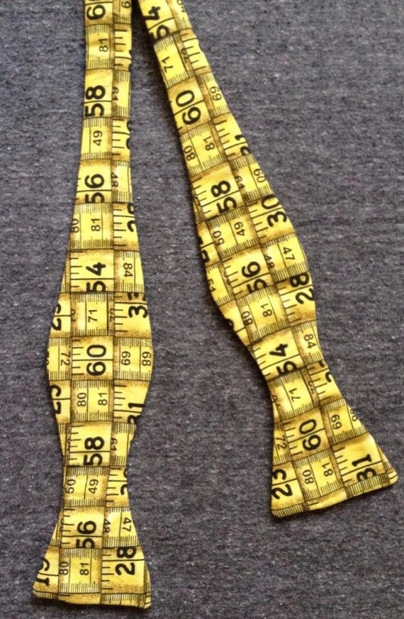 Yellow and black tapemeasure print bow tie by JAllenInspired