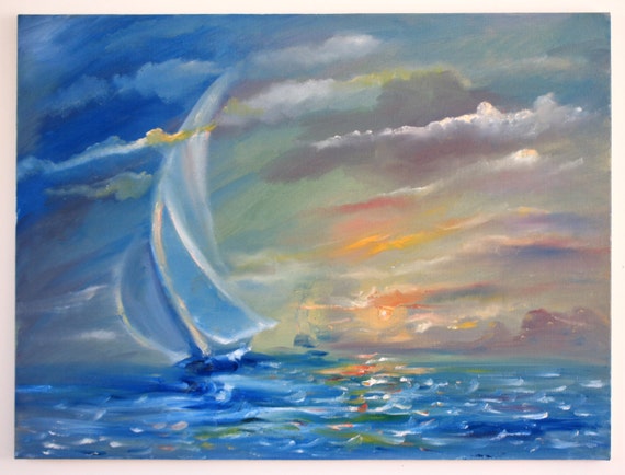 Items similar to Original Oil Painting on canvas, Seascape Oil Painting