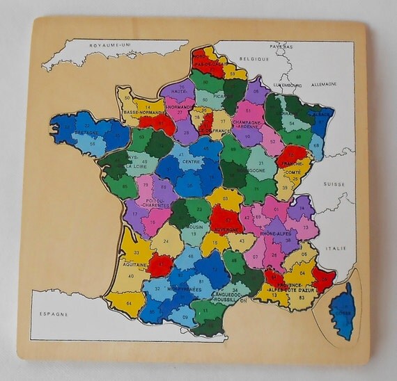 Wooden Jigsaw Puzzle of France showing each of the departments