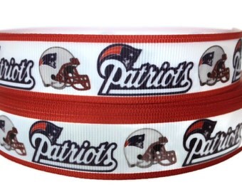 1 inch Grosgrain New England Patriots Ribbon, Sports Ribbon, Sports Grosgrain, Football Ribbon, Trim By The Yard by KC Elastic Ties