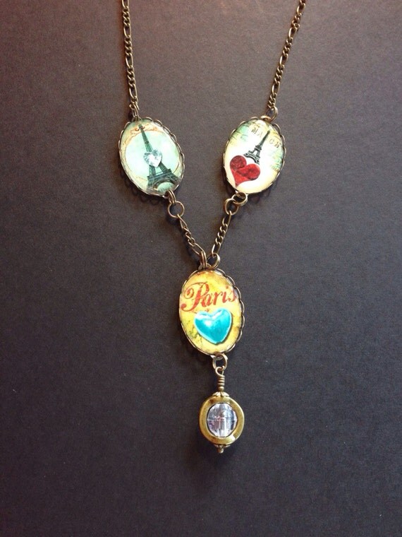 Antique bronze necklace with vintage Paris by WhimsyAndSparkle