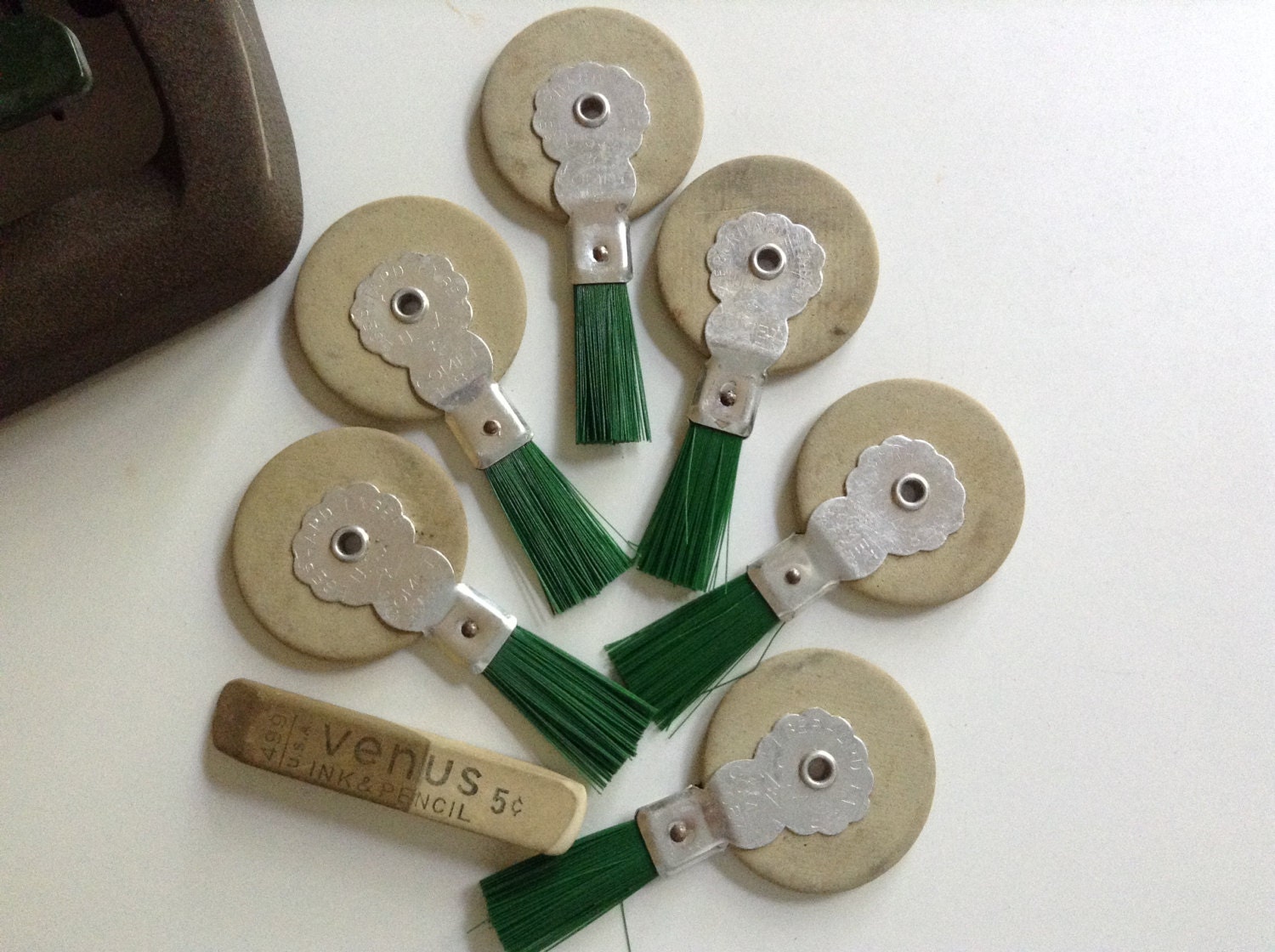 4 not 6 Vintage Eberhard Faber USA Round Typewriter Erasers.
