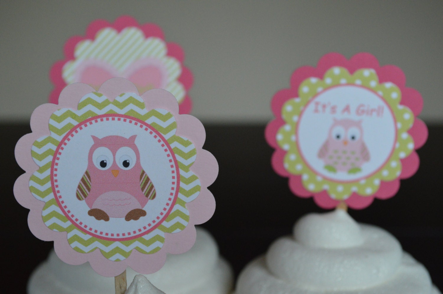 Owl Theme Baby Shower Cupcake Toppers Owl Baby Shower Pink