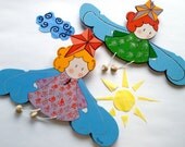 SET of two baby clothes hangers (trempel) - angels gift for kids children her sister mom friend