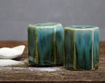 Stoneware pottery Salt and Pepper Shaker set Rainbow Trout Short