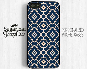 Navy Blue Quatrefoil, Designer Phone Case Style, iPhone 7 6 Plus 5 SE 4 4s Case iPhone 5/5c/5s Case, Samsung Galaxy s3/s4 Case QF39