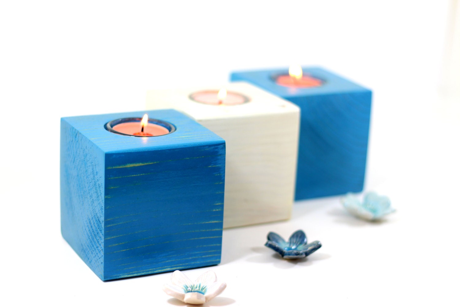 Wooden Block Candle Holders Handmade Wooden by WoodDecoration