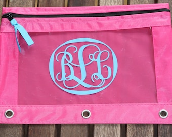 Personalized Monogram Pencil Case Pouch Back to School Monogram Script Initials