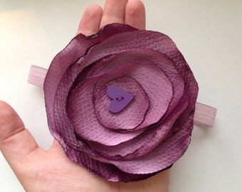 Large lavender silk flower headband // baby girl // ready to ship