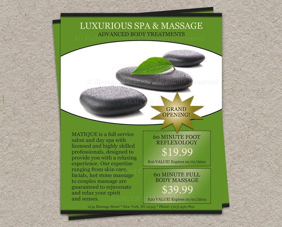 Items similar to Printable Coupon Flyer Template - Massage ...