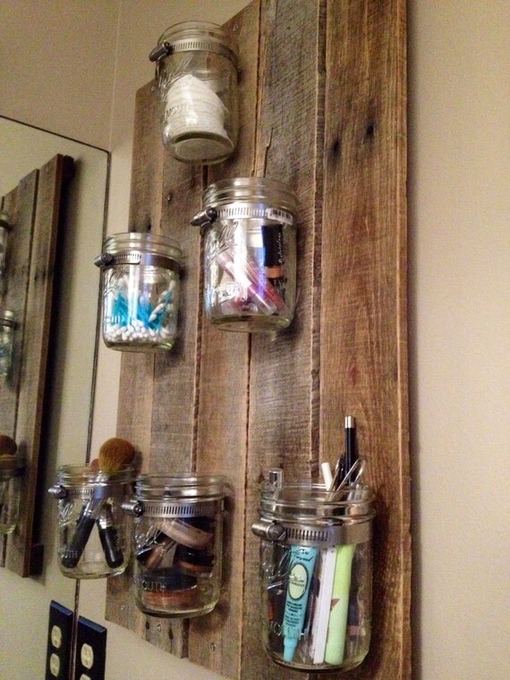 Items similar to Rustic Mason Jar Organizer on Etsy