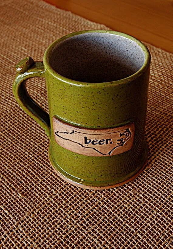 Handmade 16 oz. Ceramic Beer Stein North Carolina Logo