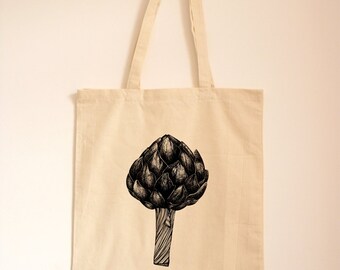 Artichoke Shopping Bag/ Grocery Cotton Tote/ Reuseable Bag/ Foodie Gift/ Illustration Tote/ Artichoke Print/ Fruit and Veg/ Market Bag