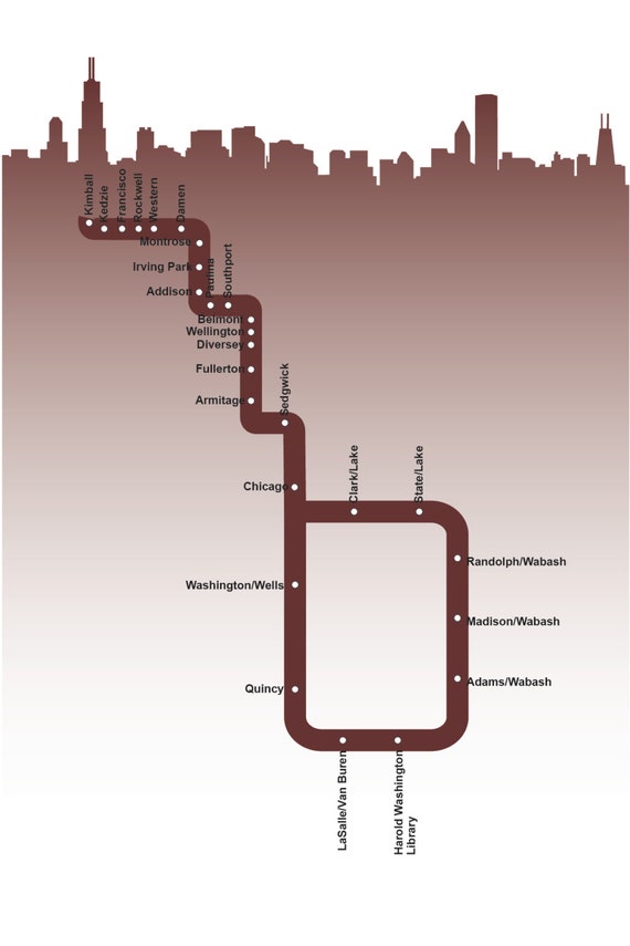 Chicago Brown Line Map