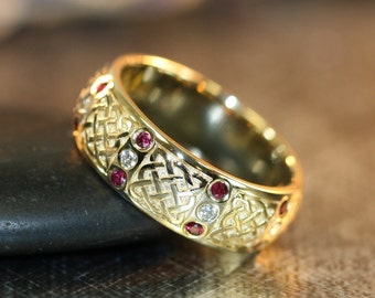 celtic wedding rings ruby