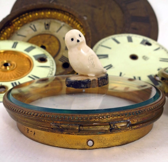 RESERVED Clock Face Glass Cover Brass Framed Beveled Glass