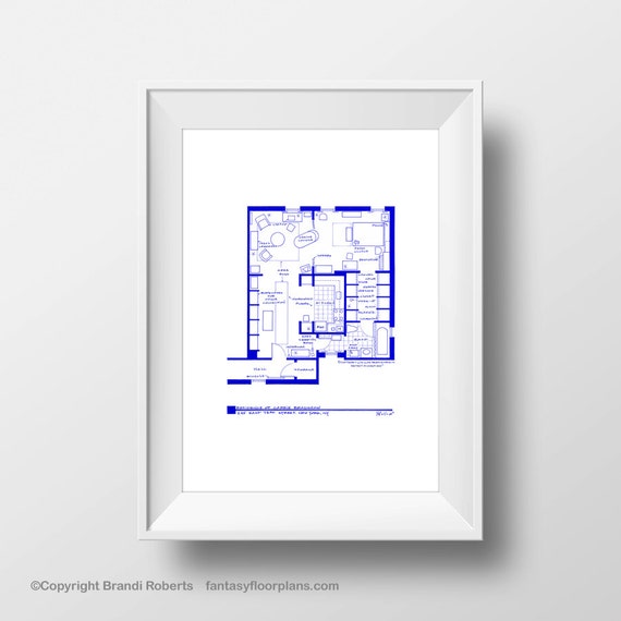 Carrie Bradshaw Apartment Art TV Show Floor Plan by TVfloorplans