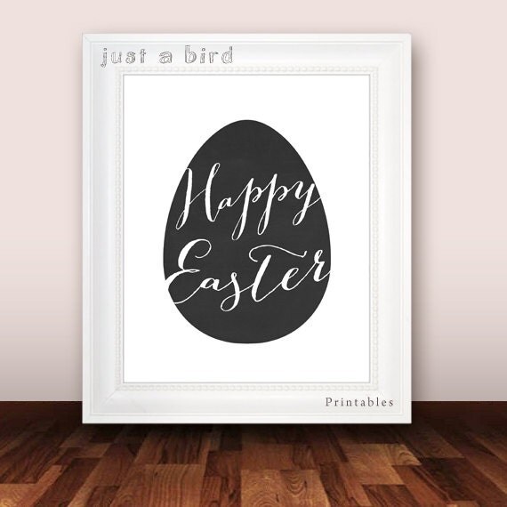 Chalkboard Easter decor print Easter egg wall artHappy