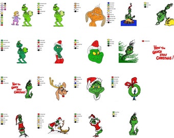 Grinch Christmas Embroidery Machine Designs Set of 18 INSTANT DOWNLOAD