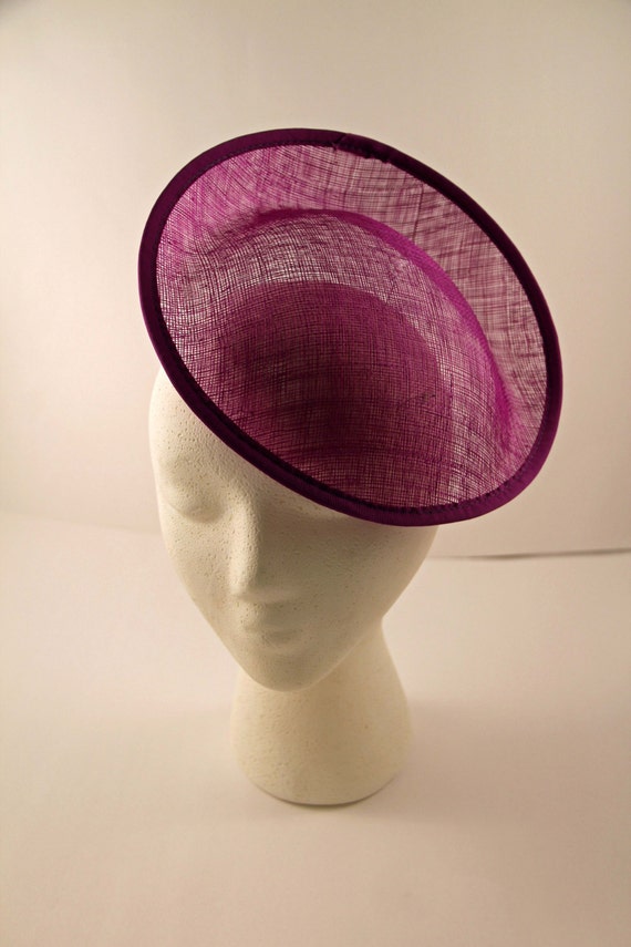 Purple Large Saucer Sinamay Fascinator Hat Base for Millinery