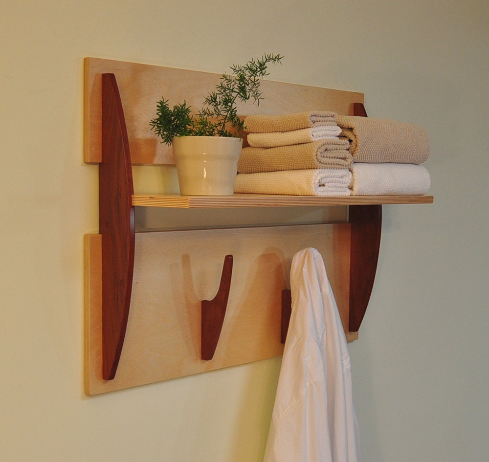 modern shelf with hooks