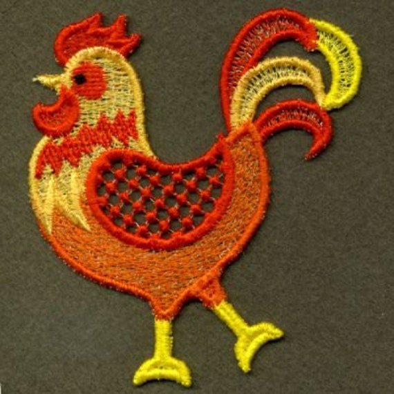 Items similar to FSL Colorful Rooster Machine Embroidery Design Free ...