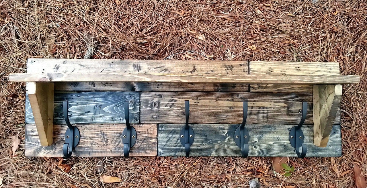 Barn Wood Coat Rack With Shelf Entryway by CoastalOakDesigns