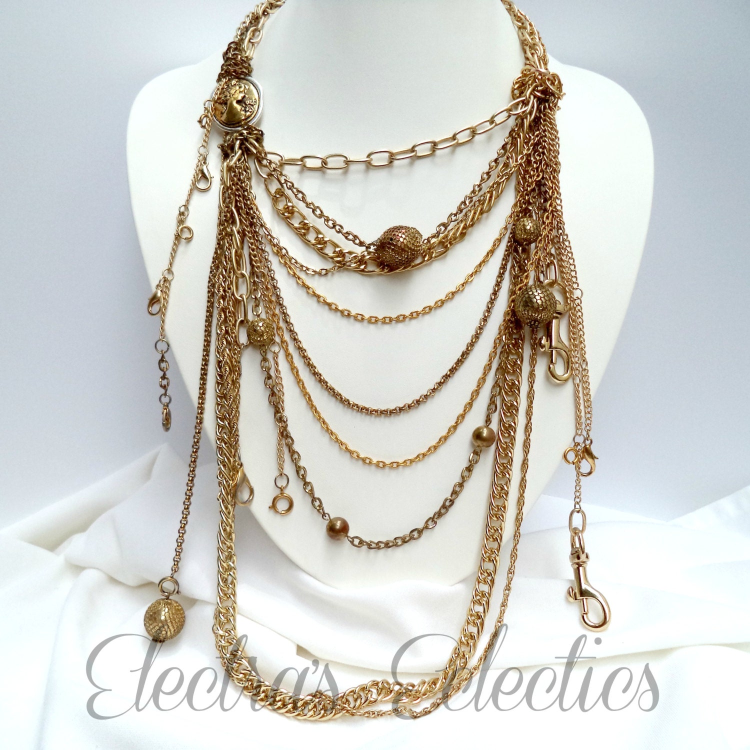 Junk Necklace Modern Cameo Junk Jewelry Bold Style by ArtLoveDye