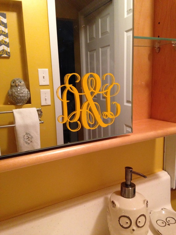 Items similar to Mirror vinyl decal 4 by 4 personalized monogram on Etsy