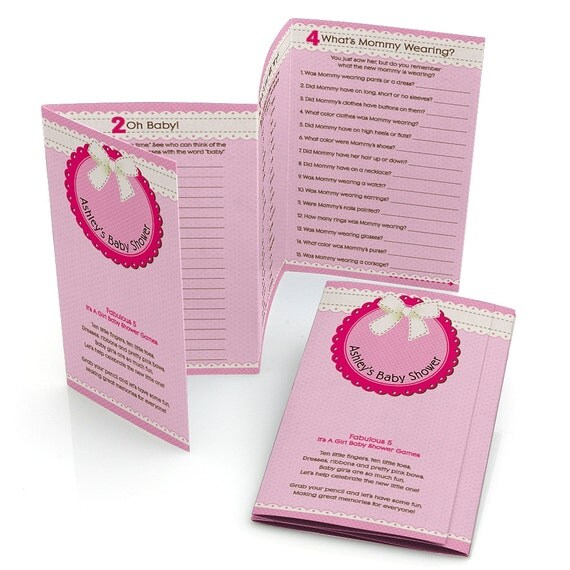 Personalized Girl Baby Shower Games Custom Baby Shower Game