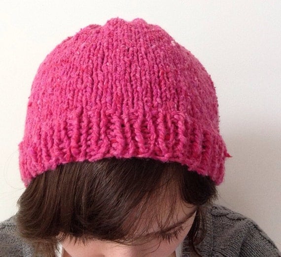 Hand Knit Soft Tweed Floppy Beanie