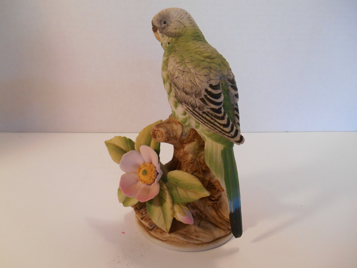 Vintage RARE Parakeet Andrea by Sadek 9386 Bird Figurine