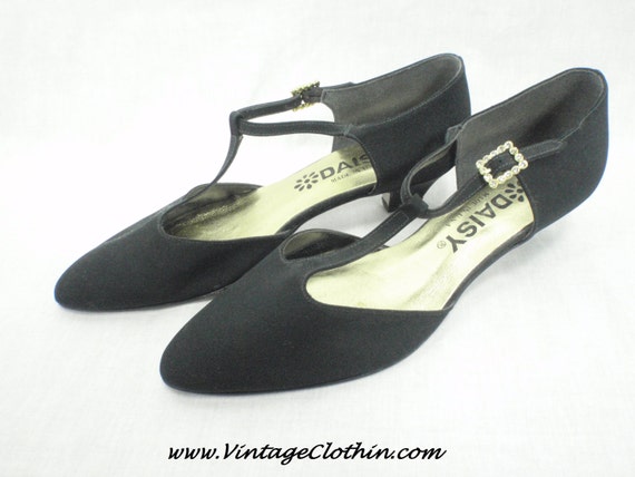 NOS Larger size Vintage T-bar Black Shoes by Daisy, Daisy Shoes, T ...