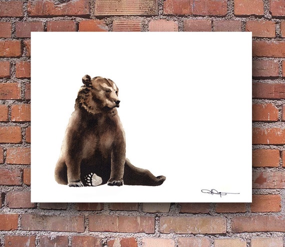 Brown Bear Art Print Watercolor Painting Wall Decor