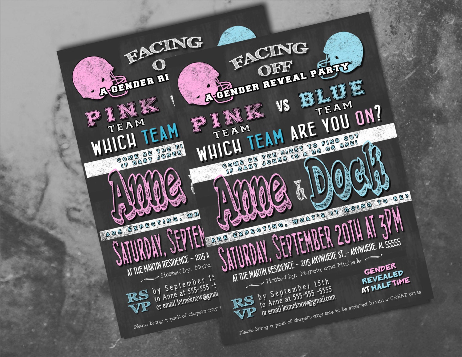 Sports themed gender reveal invitation by SelviePartyPrints