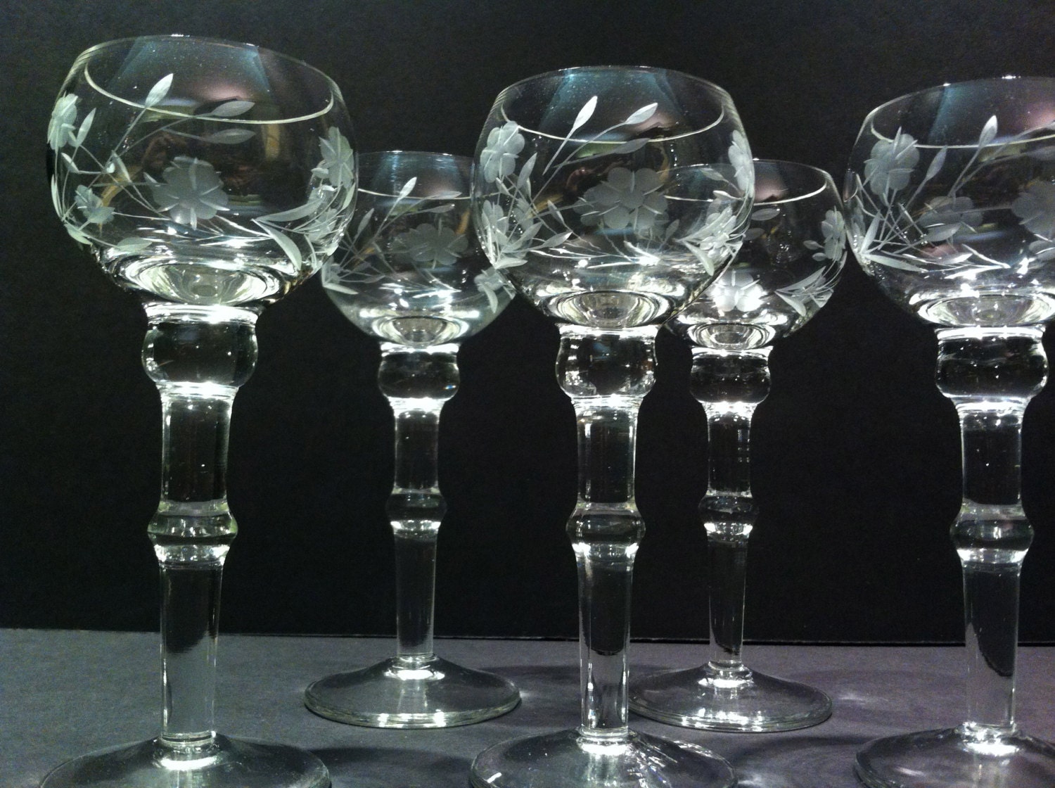 Vintage 1950s Cordial Shot Glasses Etched by RedmoreDesignStudio