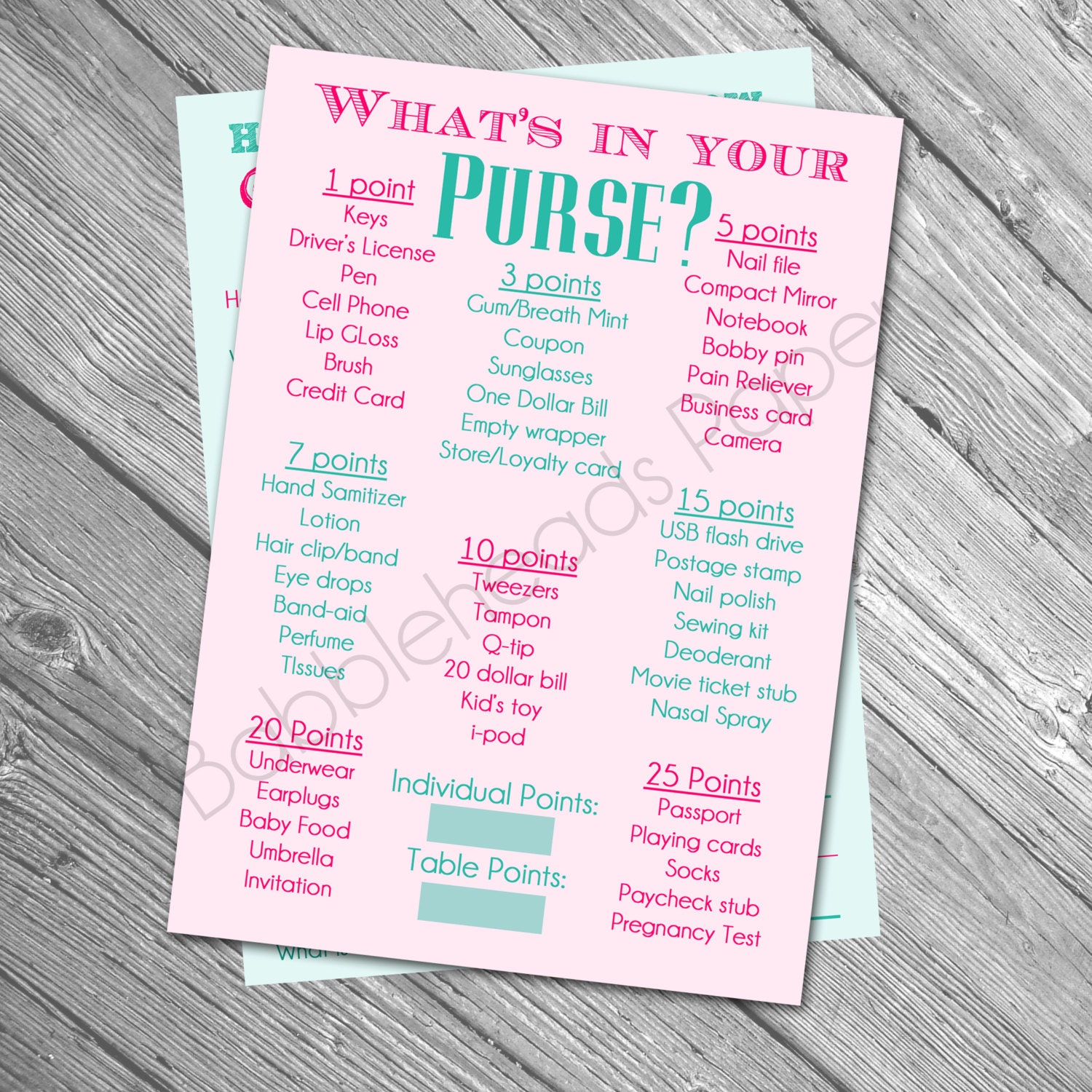 DIY Printable Bridal Shower Games Instant by BabbleheadsPaper