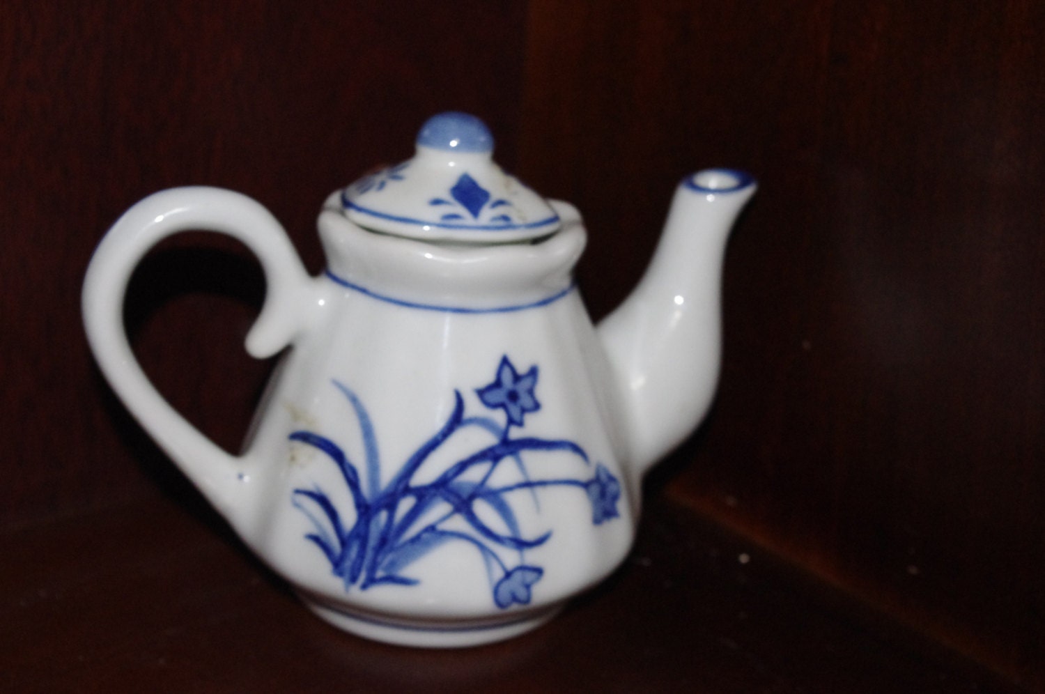 Vintage Nantucket Blue and White Ceramic Teapot