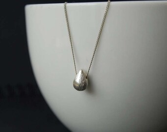 Brushed Sterling Silver Teardrop Pendant, Sterling Silver Pendant, Sterling Silver Brushed Teardrop Necklace