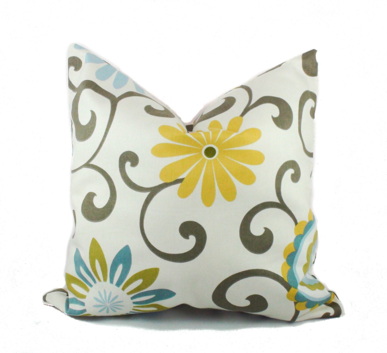 Yellow pillow covers Throw pillows Blue pillow Floral