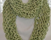 Green infinity scarf Hand knit cowl Circle scarf Spring scarf Lightweight scarf Twotone scarf Loopy knit scarf Fashion Gift for her For Mom