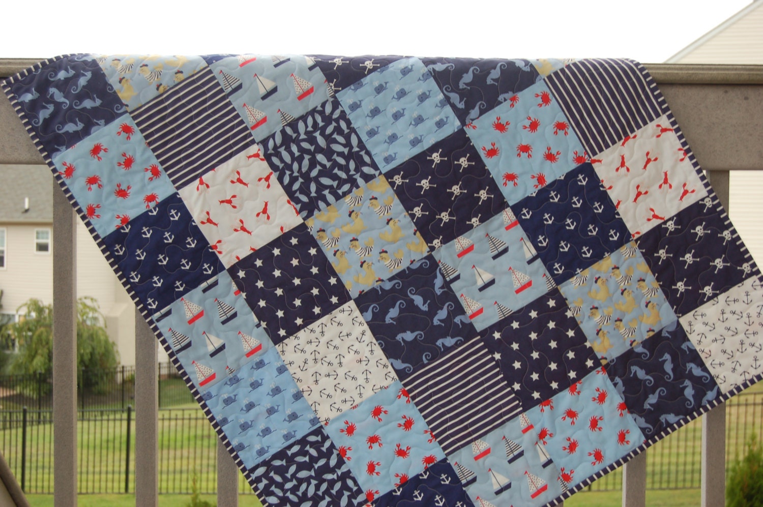 Baby boy quilt crib quilt nautical themed seaworthy