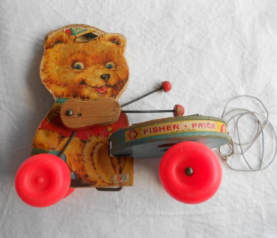 fisher price tiny teddy pull toy