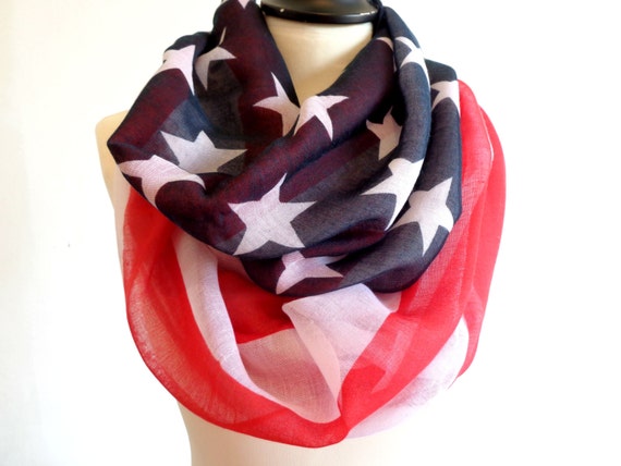 Infinity Scarf American Flag Scarf Chunky Infinity Scarves
