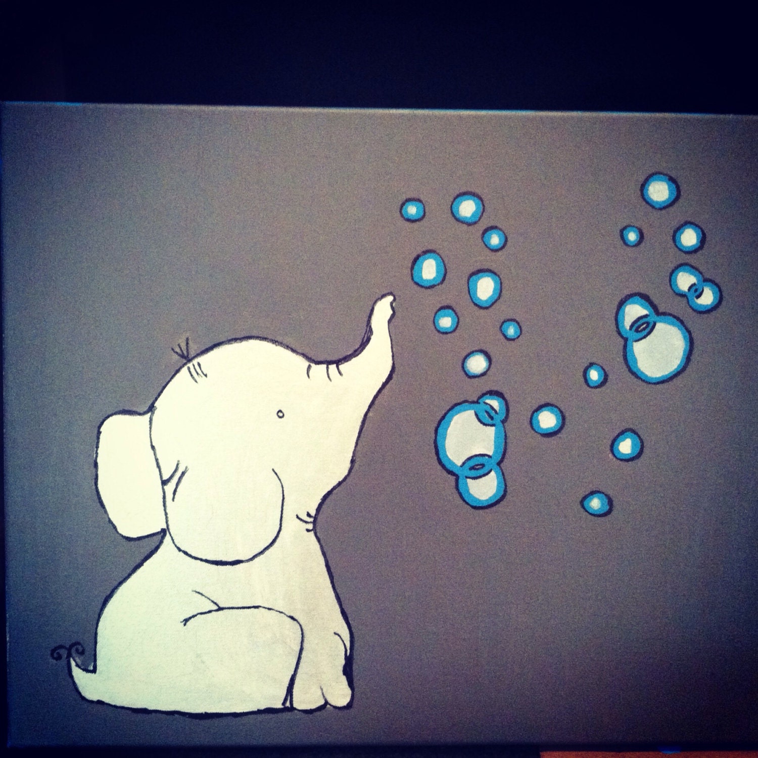 Baby Elephant Blowing Tiny Bubbles by HomegrownHoosier on Etsy