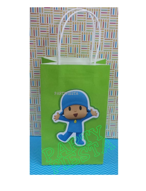 Inspired POCOYO  Treat Goodie Favor Bag -Gift - Sturdy Handle Bag- Set of 12 party birthday