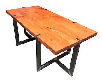 Solid Maine Pine and Raw Steel Coffee Table