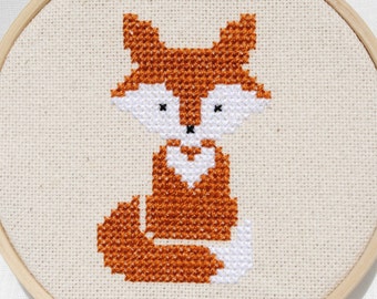 Fox Cross Stitch Pattern PDF Forest Animals Modern Nursery Counted Cross Stitch Digital Download