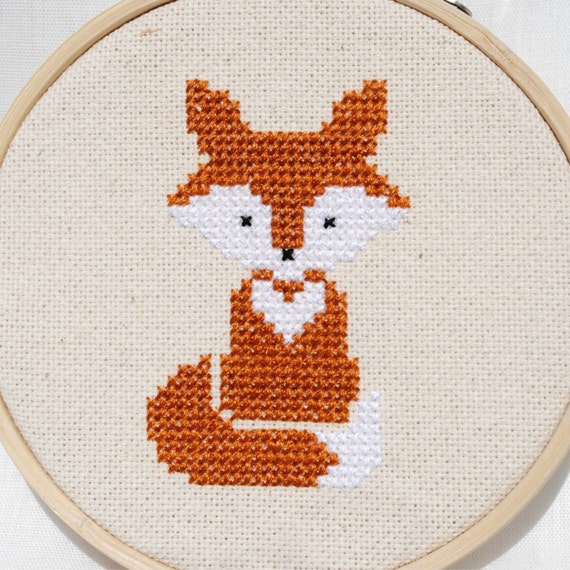 Fox Cross Stitch Pattern PDF Forest Animals Modern Nursery Counted Cross Stitch Digital Download